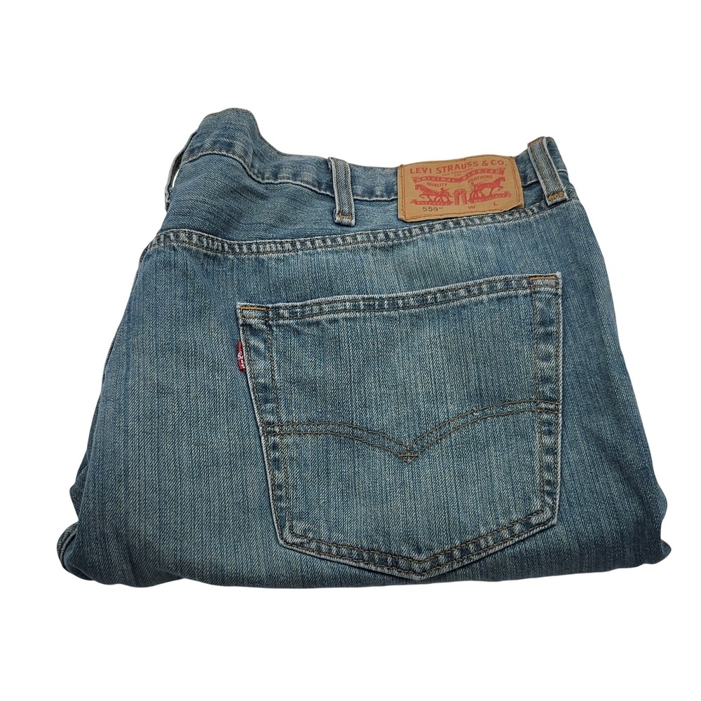 Levis 559 Relaxed‎ Straight Jeans Mens 44x29 Blue Denim Faded Medium Wash Casual